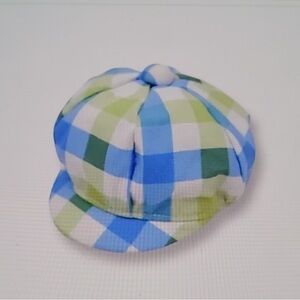 Vibrant Life Dog Newsboy Hat Blue Green Plaid